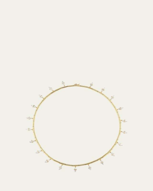 18K Yellow Gold Tilly Fringe Statement Necklace with Diamonds, 16"L